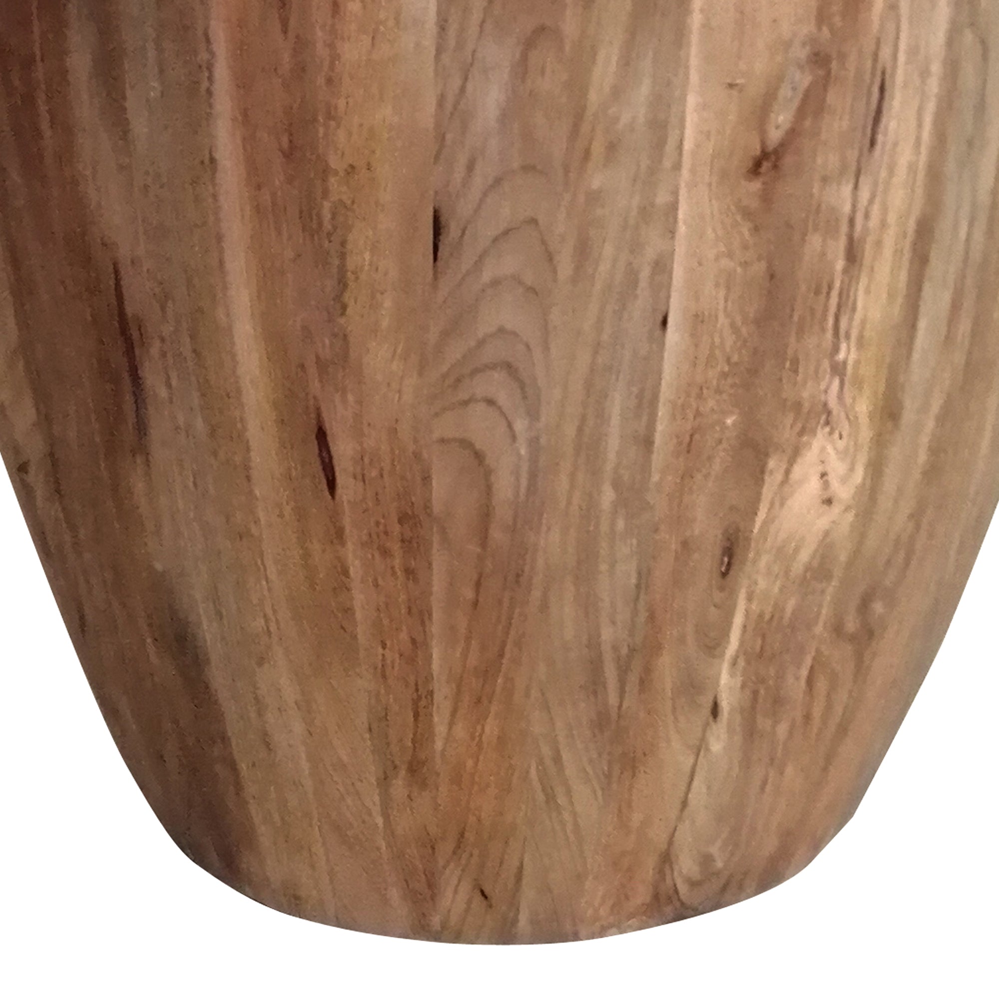 The Urban Port Arthur Handcarved Cylindrical Shape Round Mango Wood Distressed Wooden Side End Table, Brown