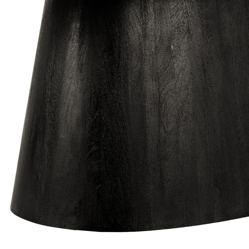 The Urban Port Jano Dining Table, 79 Inch Oblong Top with Tapered Pedestal Base, Sandblasted Black Mango Wood