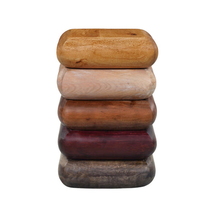 The Urban Port Zyra 18 Inch Side End Table, Sculptural Stacked Design, Mango And Acacia Wood Artisanship, Brown