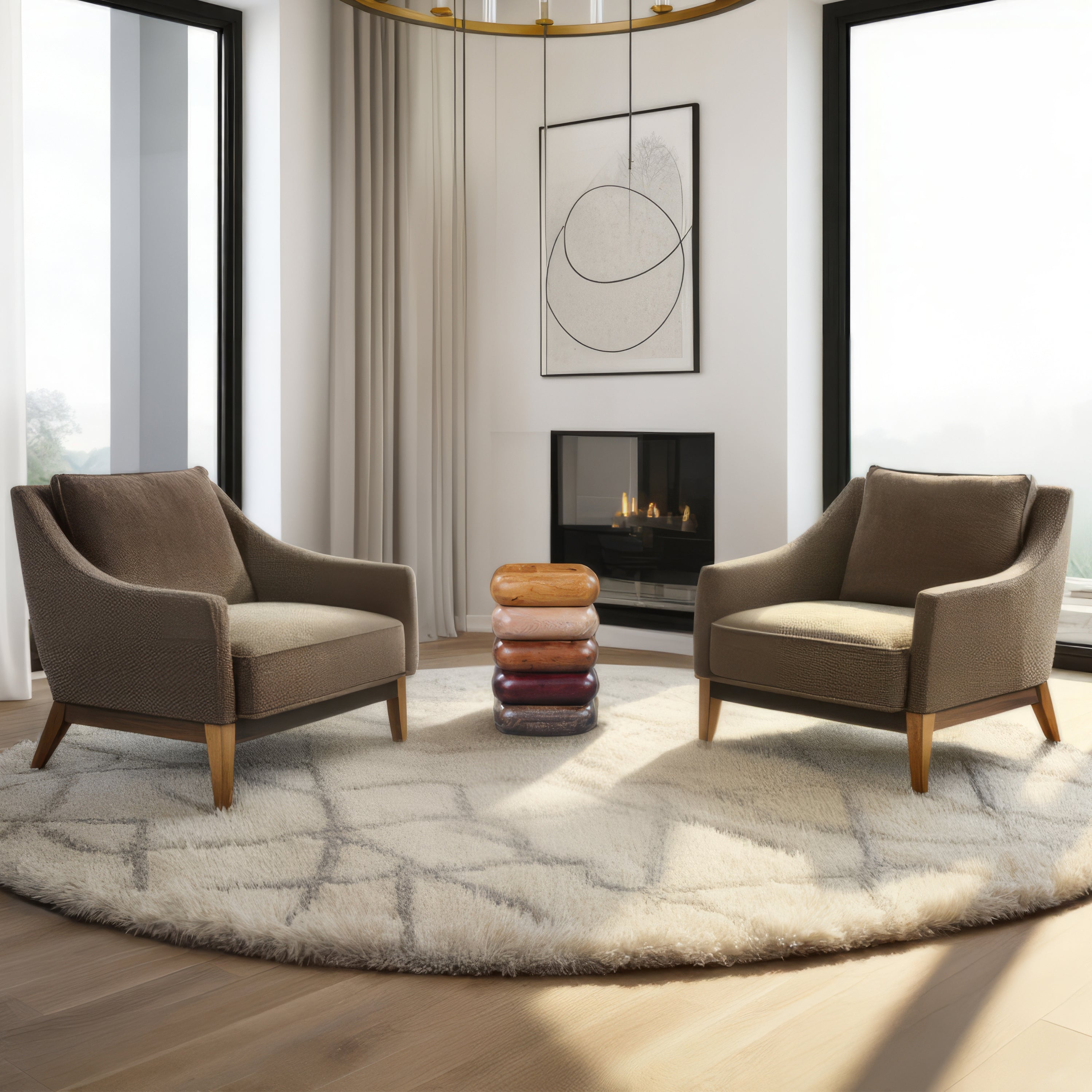 The Urban Port Zyra 18 Inch Side End Table, Sculptural Stacked Design, Mango And Acacia Wood Artisanship, Brown