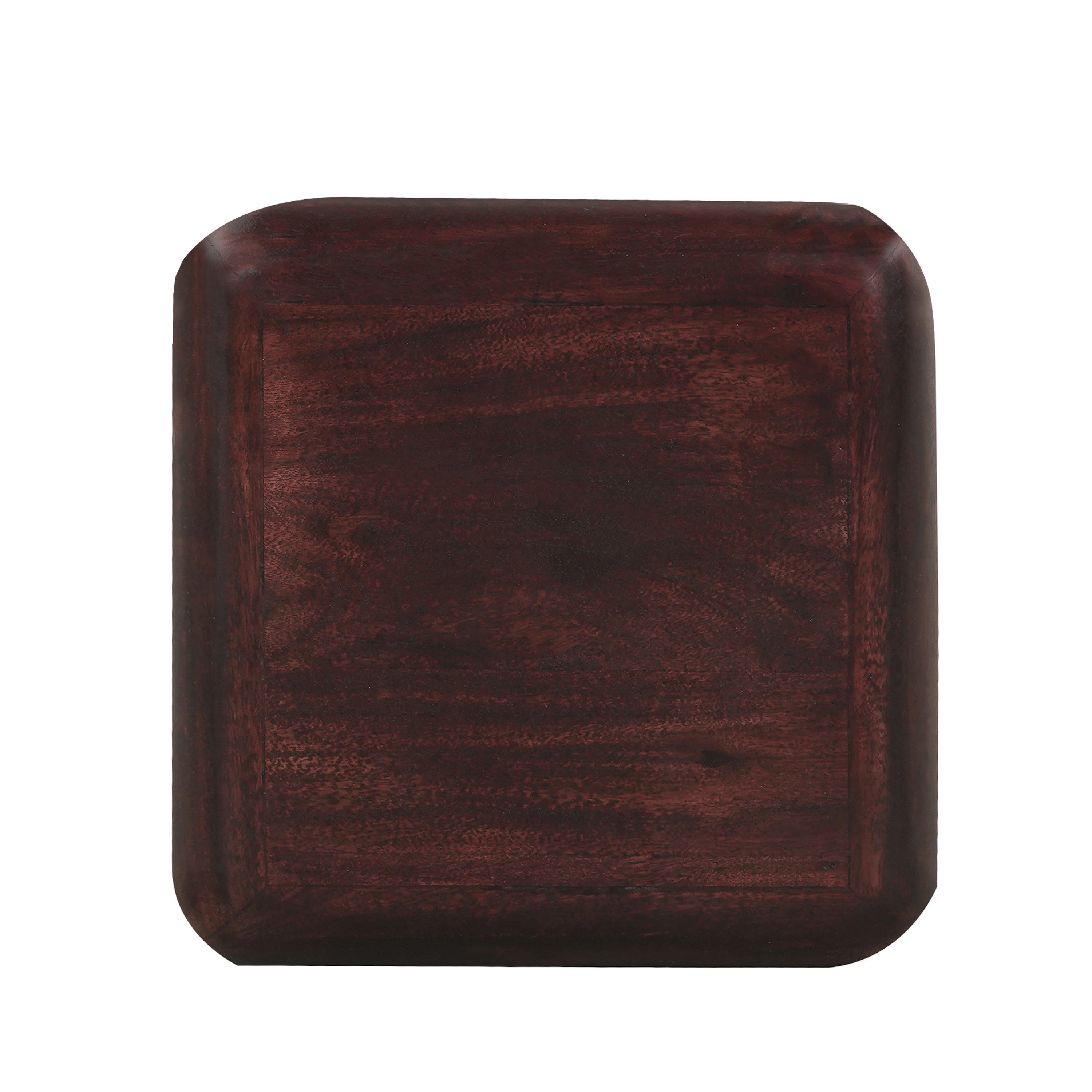 The Urban Port Zyra 18" Side End Table | Sculptural Stacked Design | Dark Cherry Brown Acacia Wood