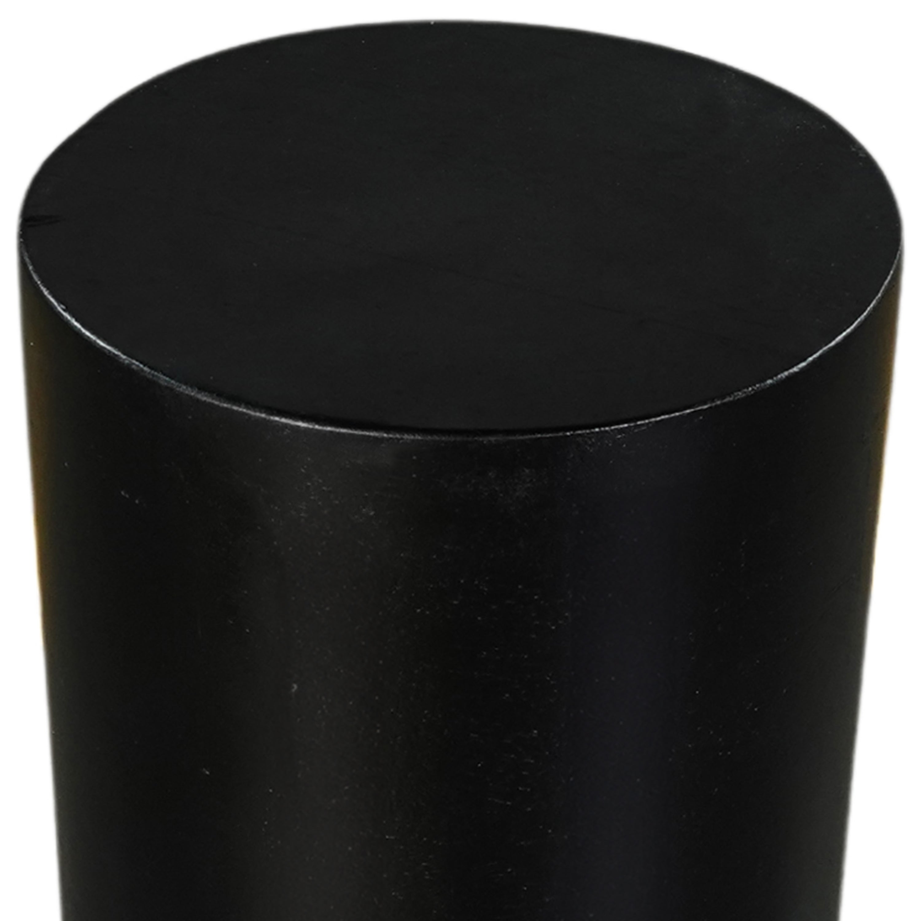 The Urban Port Tia 12 Inch Round Side End Table with Turned Pedestal Base, Mango Wood in Matte Black Finish