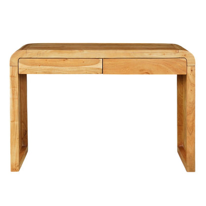The Urban Port Arlow Console Table | 43" Wide Top | Handcrafted Natural Brown Acacia Wood | Dual Drawer Storage