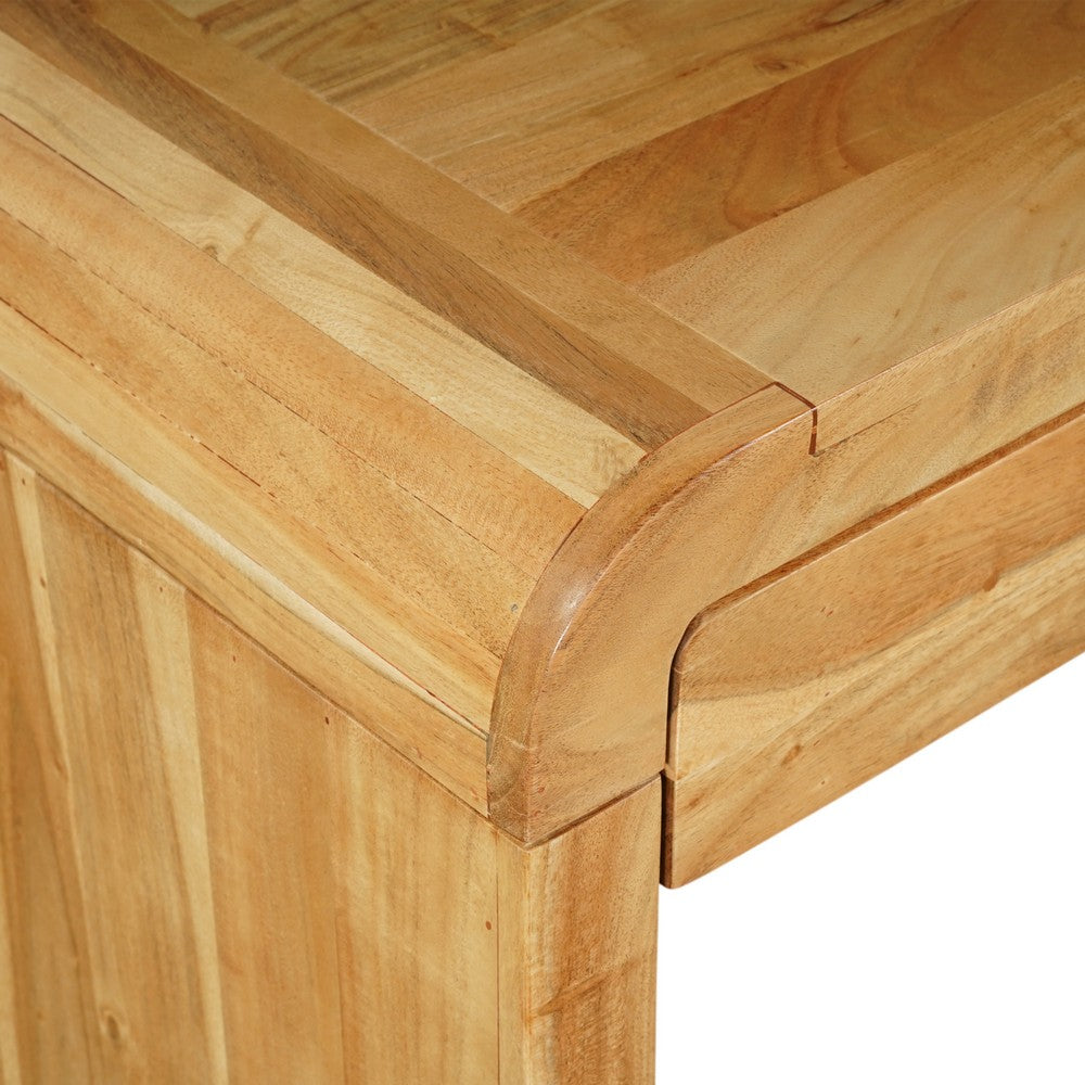 The Urban Port Arlow Console Table | 43" Wide Top | Handcrafted Natural Brown Acacia Wood | Dual Drawer Storage