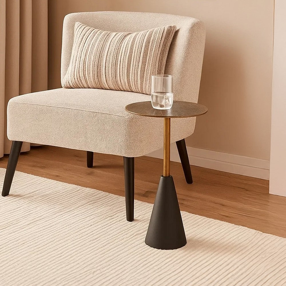 The Urban Port Zavra 21.5" Side End Drink Table | Aluminum Cast Craftmanship I Antique Brass with Crocodile Pattern