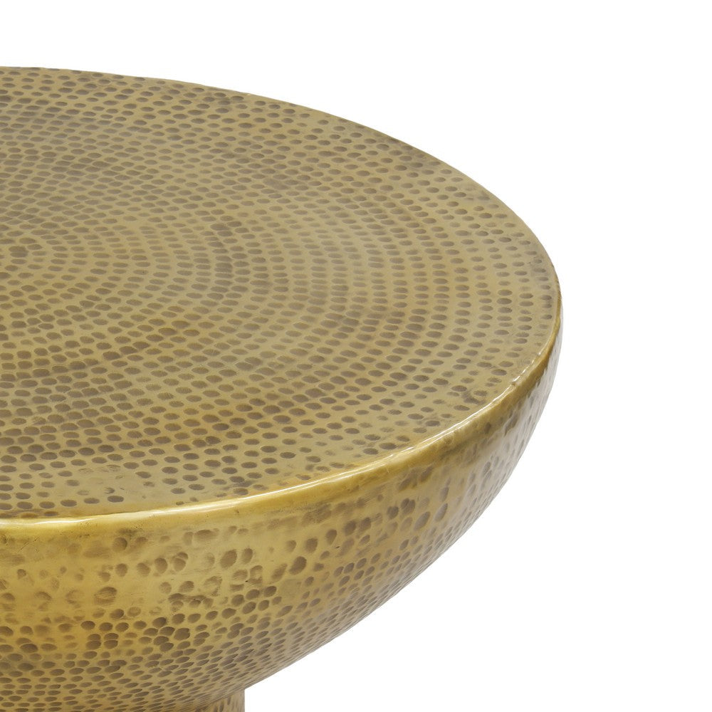 The Urban Port Orion Coffee Table | 32 Inch Round Martini Glass Shape | Hammered Antique Brass Finish