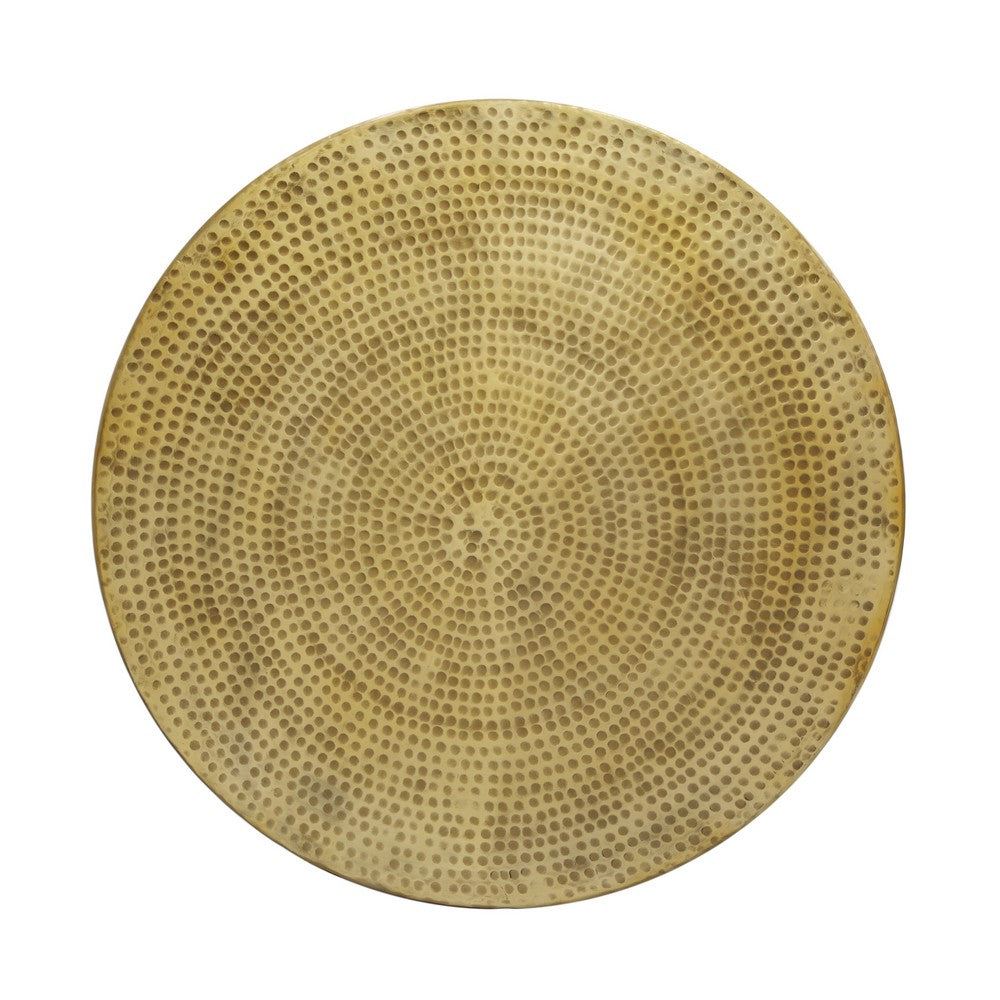 The Urban Port Orion Coffee Table | 32 Inch Round Martini Glass Shape | Hammered Antique Brass Finish