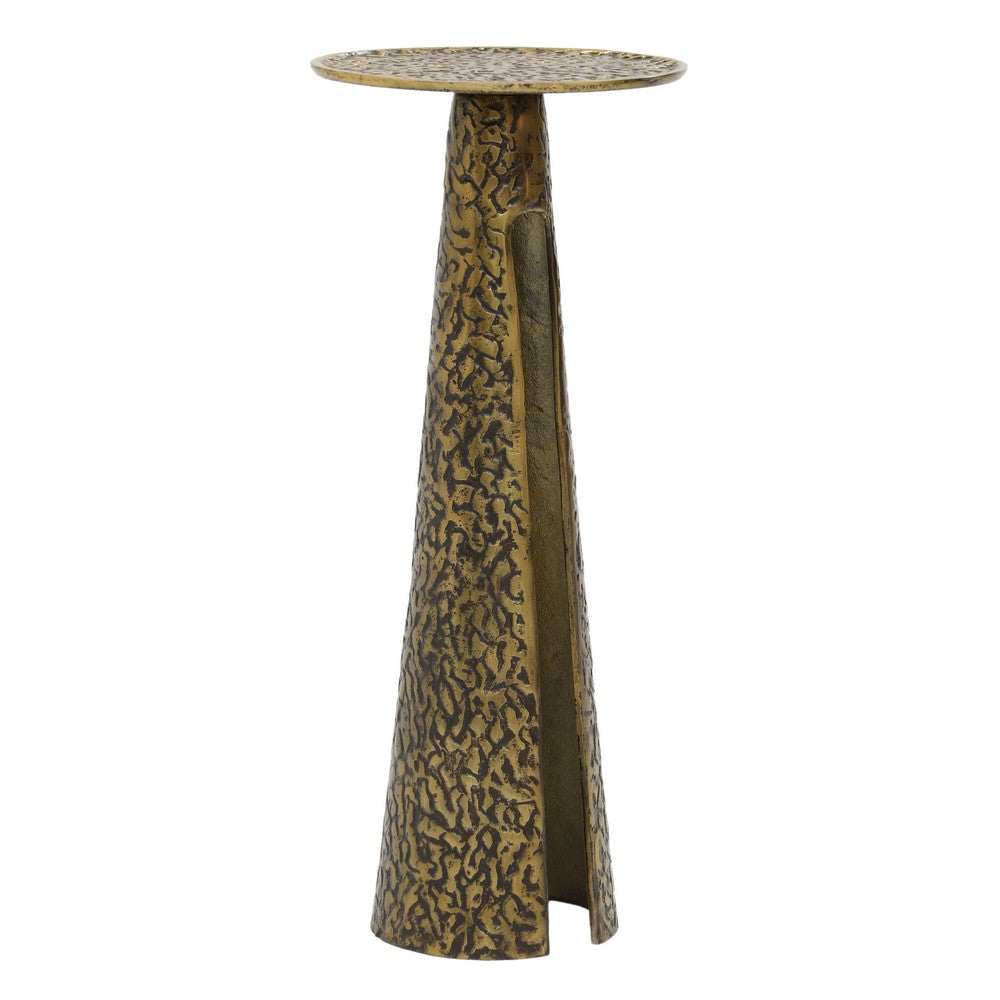 The Urban Port Arvyn 24" Side End Drink Table | Aluminum Cast Craftmanship I Antique Brass | Embossed Textured Finish