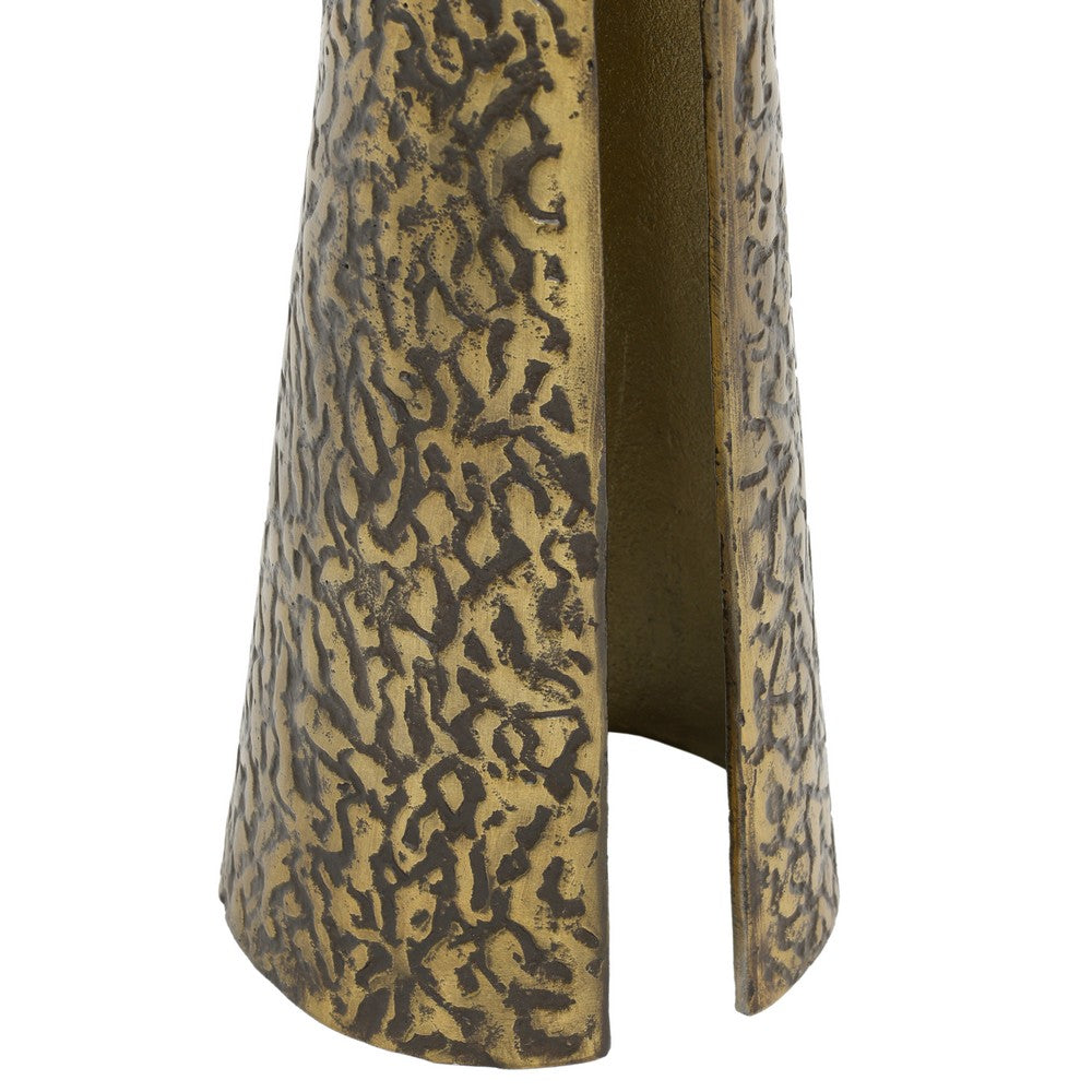The Urban Port Arvyn 24" Side End Drink Table | Aluminum Cast Craftmanship I Antique Brass | Embossed Textured Finish