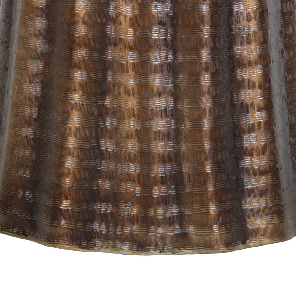 The Urban Port Liora 19" Side End Table | Handcrafted Bronze-Finish Aluminum | Hammered Round Design