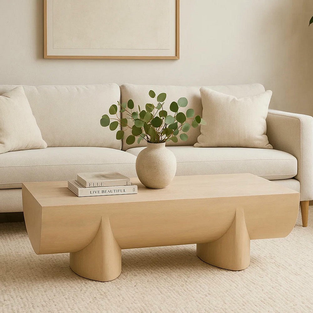 The Urban Port Wilhelm Coffee Table | 48" Log Design | Natural Mango Wood Hand Crafted