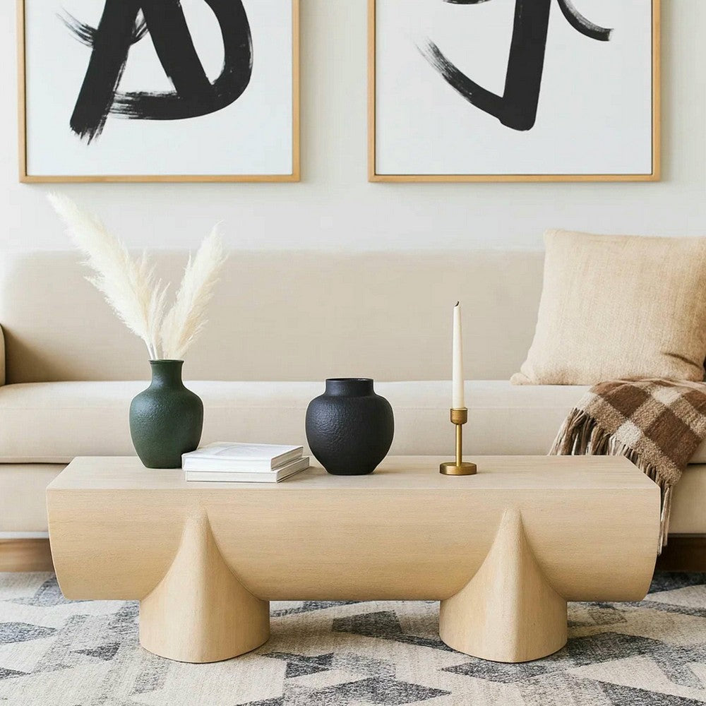 The Urban Port Wilhelm Coffee Table | 48" Log Design | Natural Mango Wood Hand Crafted