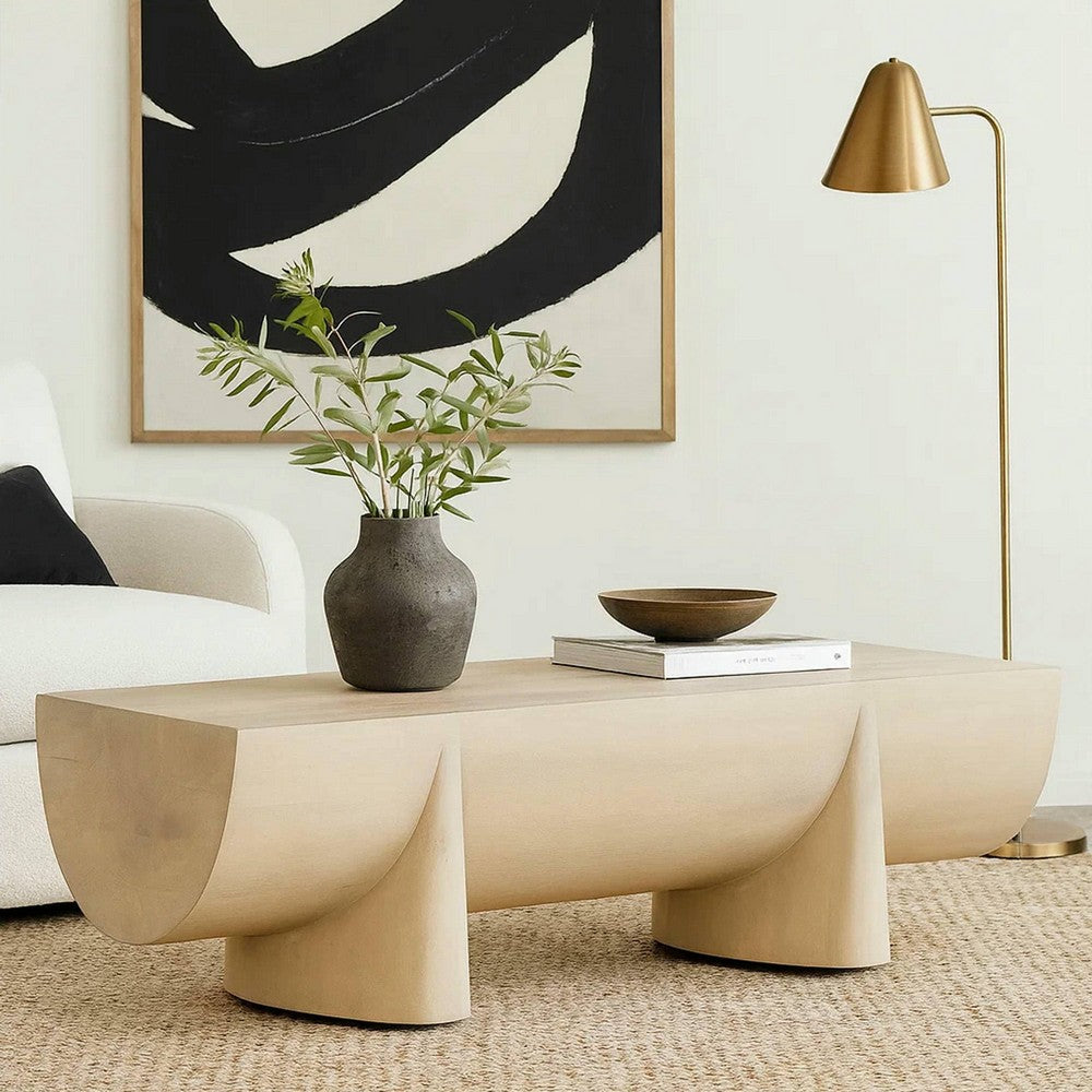 The Urban Port Wilhelm Coffee Table | 48" Log Design | Natural Mango Wood Hand Crafted