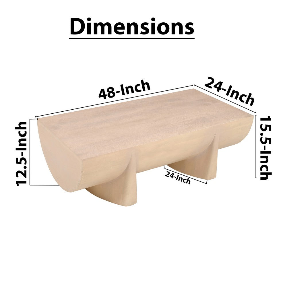 The Urban Port Wilhelm Coffee Table | 48" Log Design | Natural Mango Wood Hand Crafted
