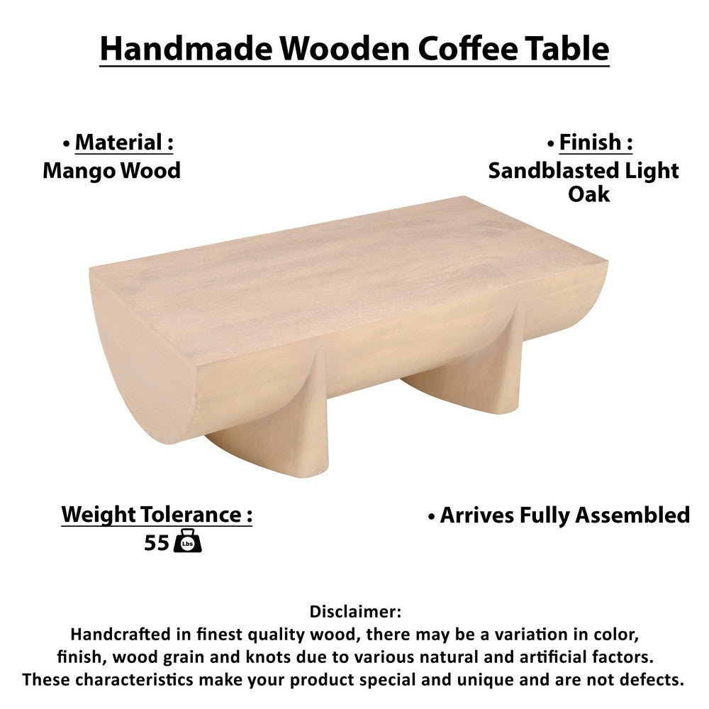 The Urban Port Wilhelm Coffee Table | 48" Log Design | Natural Mango Wood Hand Crafted
