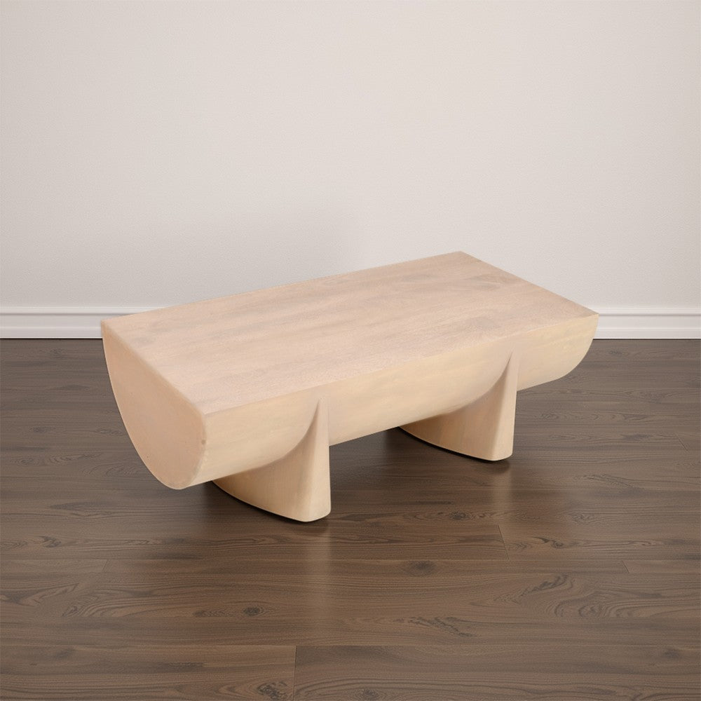 The Urban Port Wilhelm Coffee Table | 48" Log Design | Natural Mango Wood Hand Crafted