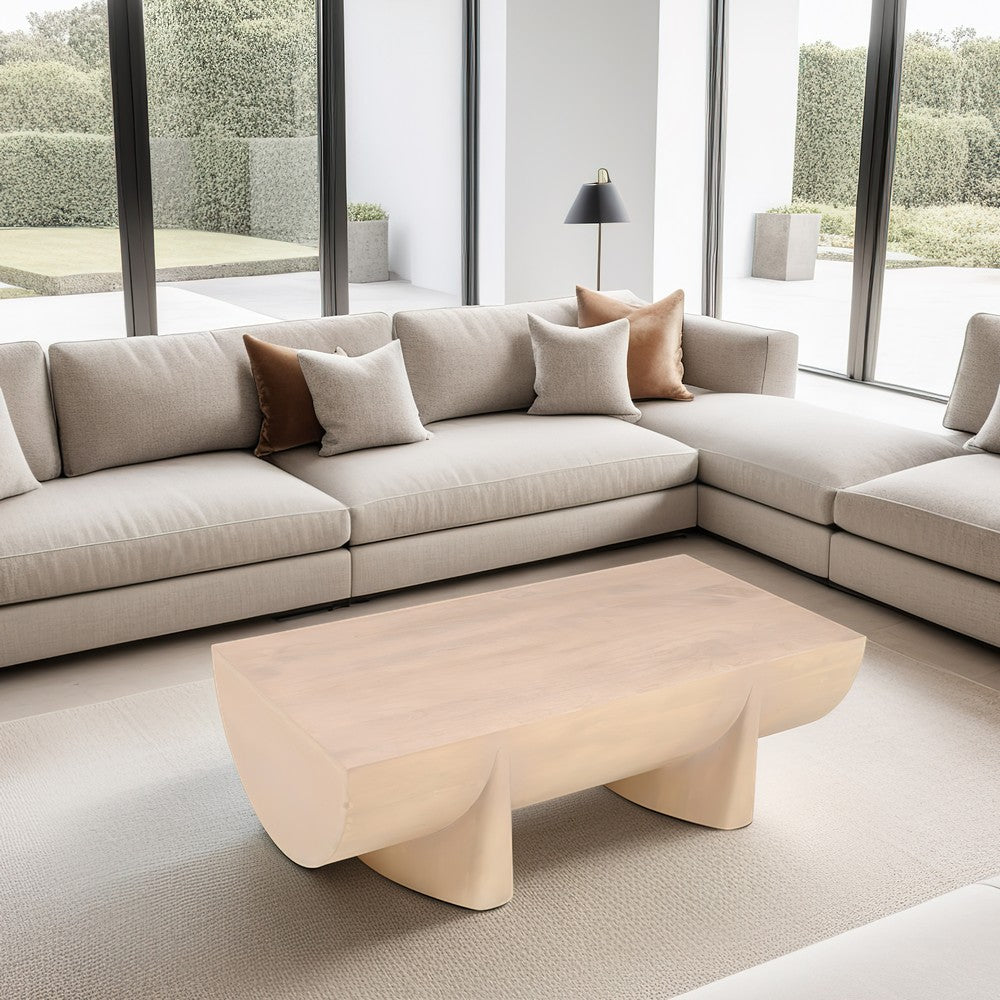 The Urban Port Wilhelm Coffee Table | 48" Log Design | Natural Mango Wood Hand Crafted