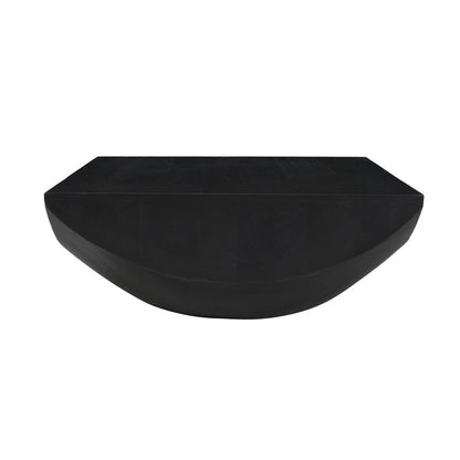 The Urban Port Joanie Coffee Table | 36" Square Top | Handcrafted Matte Black Mango Wood | Rounded Drum Base