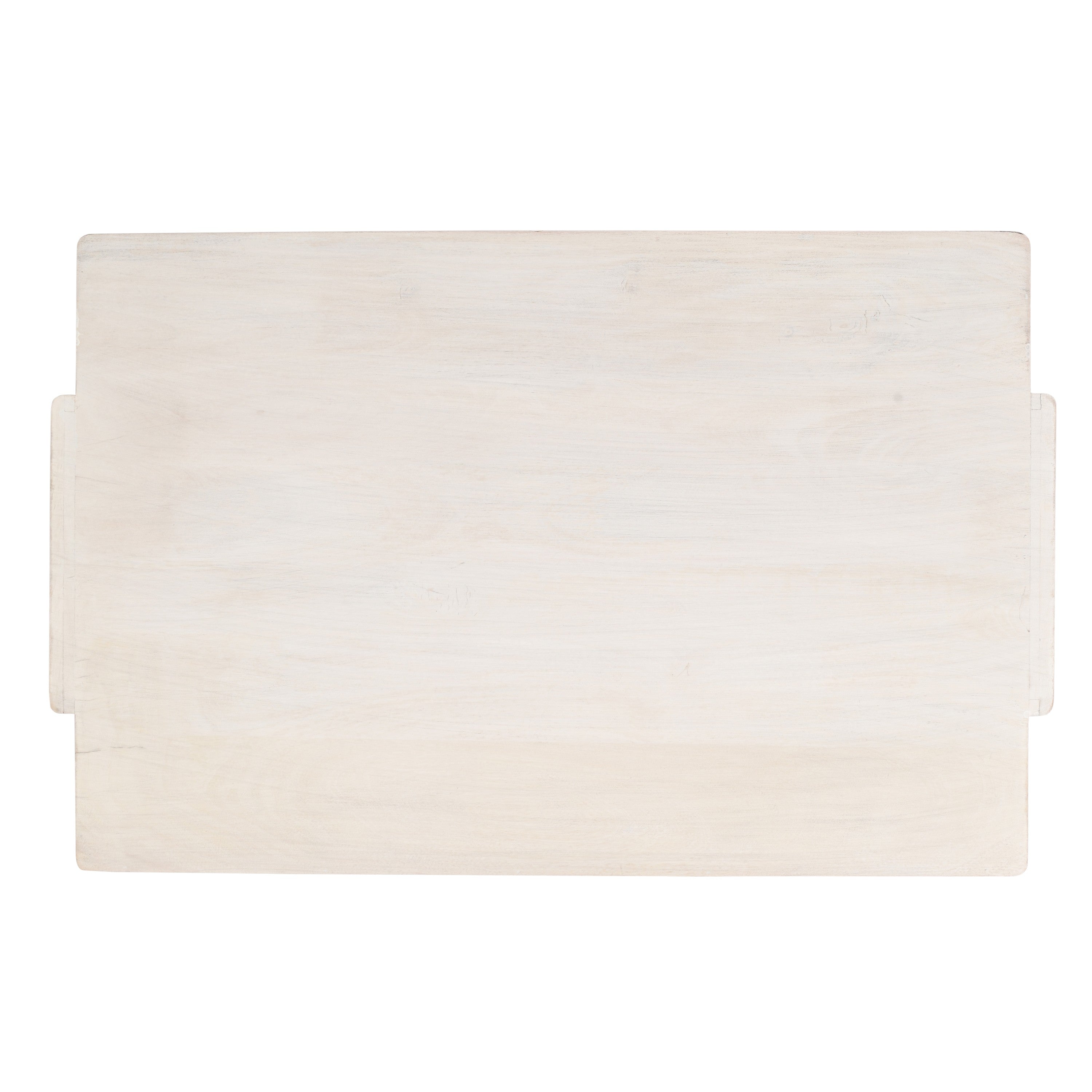 The Urban Port Joanie Coffee Table | 45" Rectangular Biscotti White Handcrafted Mango Wood | Solid Asymmetric Base