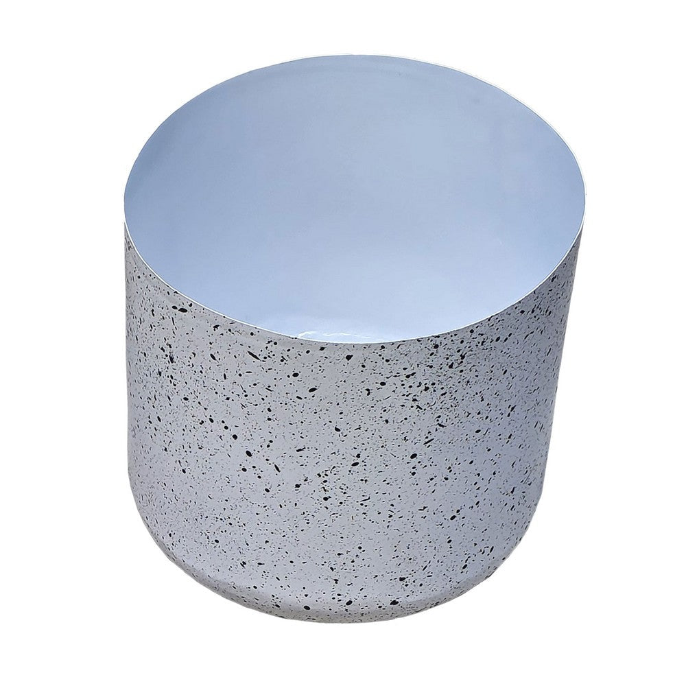 The Urban Port Aira Set of 2 Planters | 20, 22" Tall | Gold Foldable Metal Stand | White Speckled Pattern