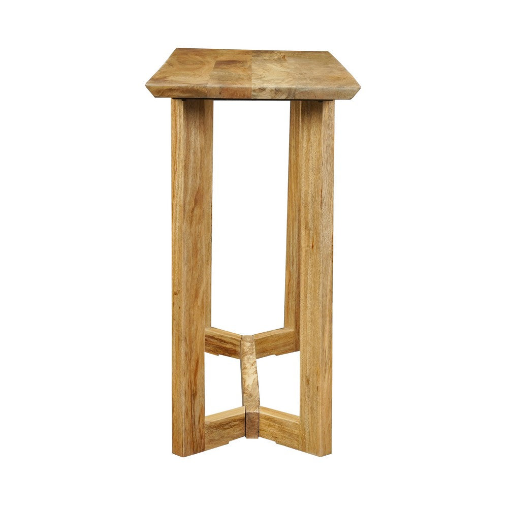 The Urban Port Nina Console Table | 48" Rectangular Top | Open Frame with Trestle Base | Natural Brown Mango Wood