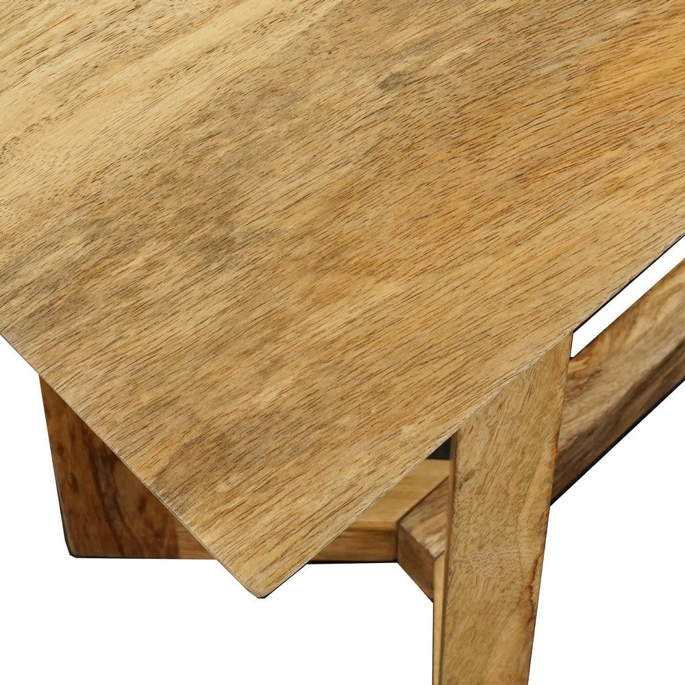 The Urban Port Nina Console Table | 48" Rectangular Top | Open Frame with Trestle Base | Natural Brown Mango Wood