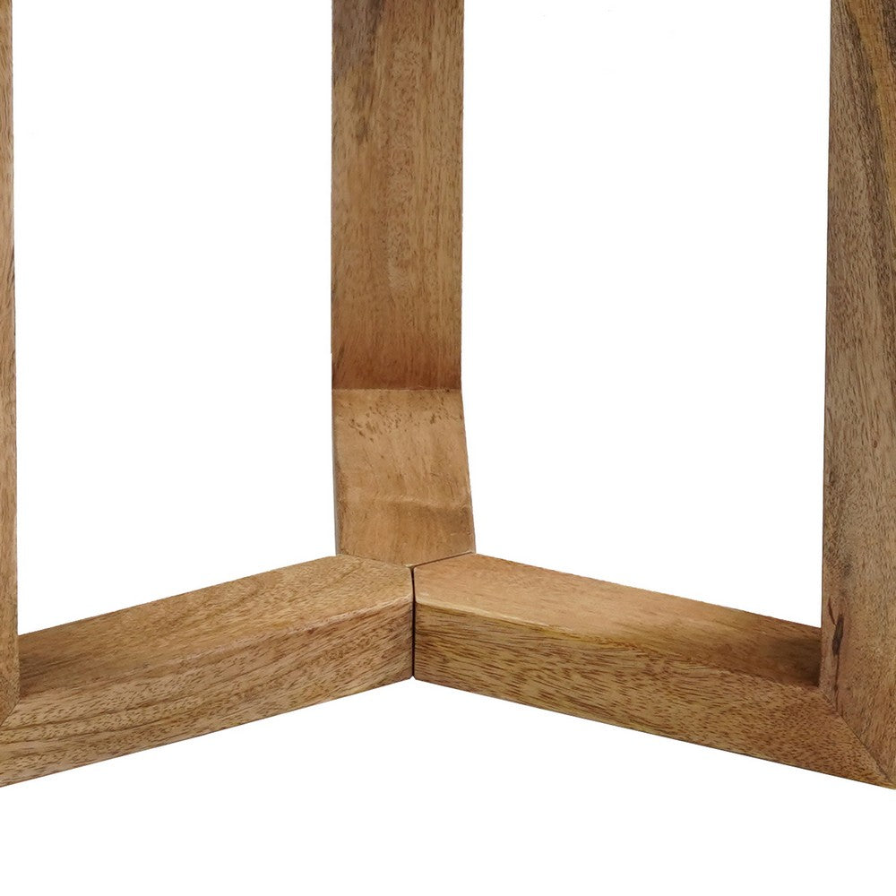 The Urban Port Nina 18.5" Round Handcrafted Side End Table | Natural Brown Mango Wood