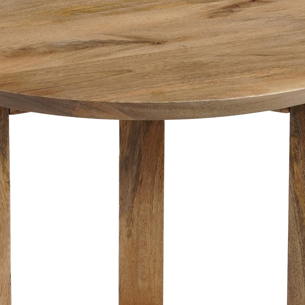 The Urban Port Nina 18.5" Round Handcrafted Side End Table | Natural Brown Mango Wood