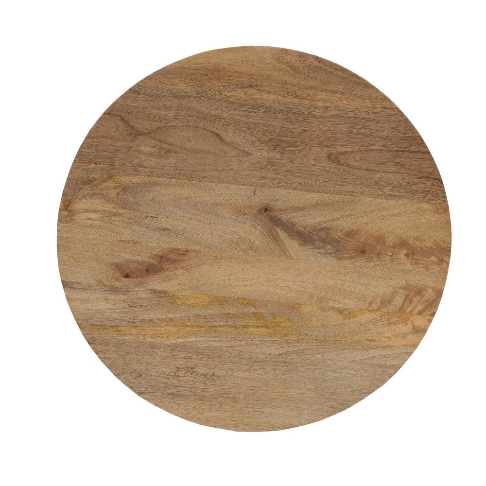 The Urban Port Nina 18.5" Round Handcrafted Side End Table | Natural Brown Mango Wood