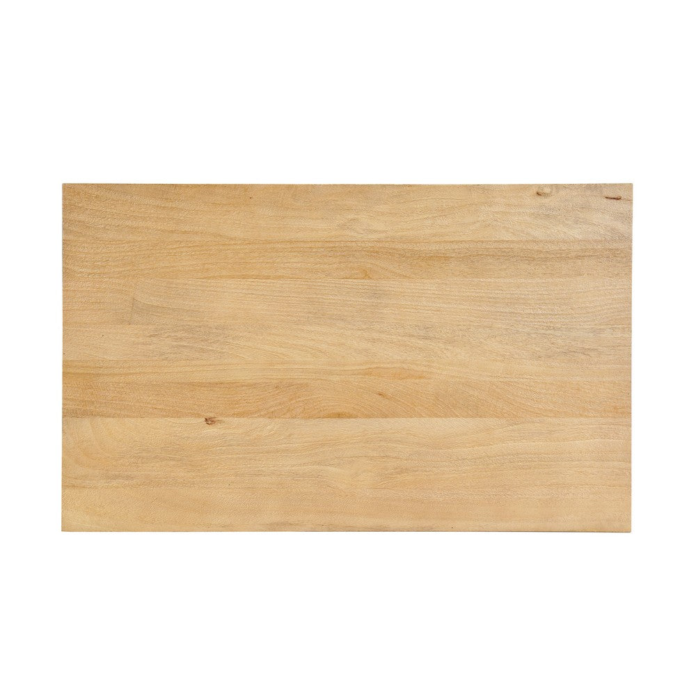 The Urban Port Elias Coffee Table | 42" Rectangular Top | Sandblasted Natural Brown Mango Wood | Wood Sustainably Harvested