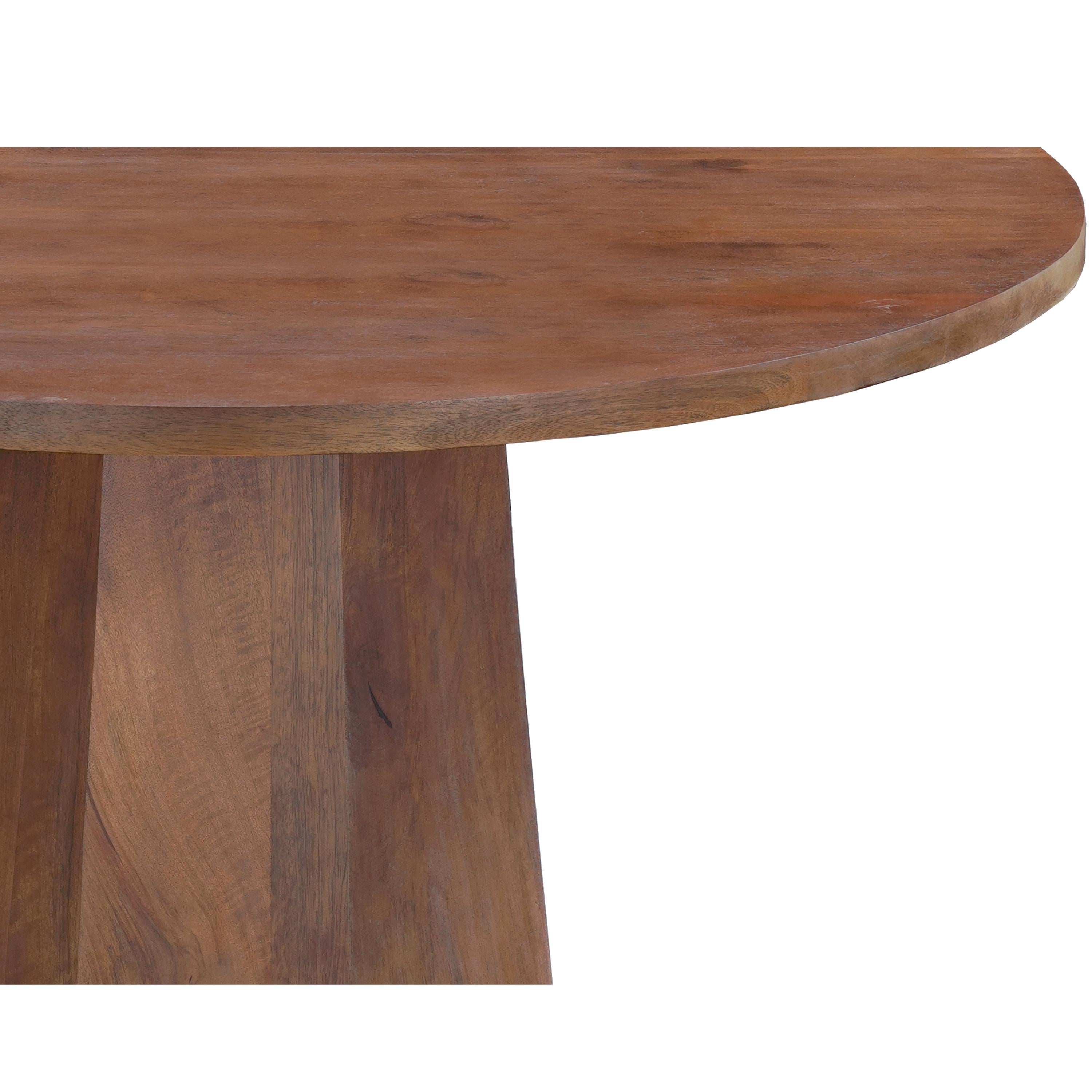 The Urban Port Koi Dining Table | 42" Round Top | Handmade Ambre Brown Mango Wood | Octagonal Pedestal Base