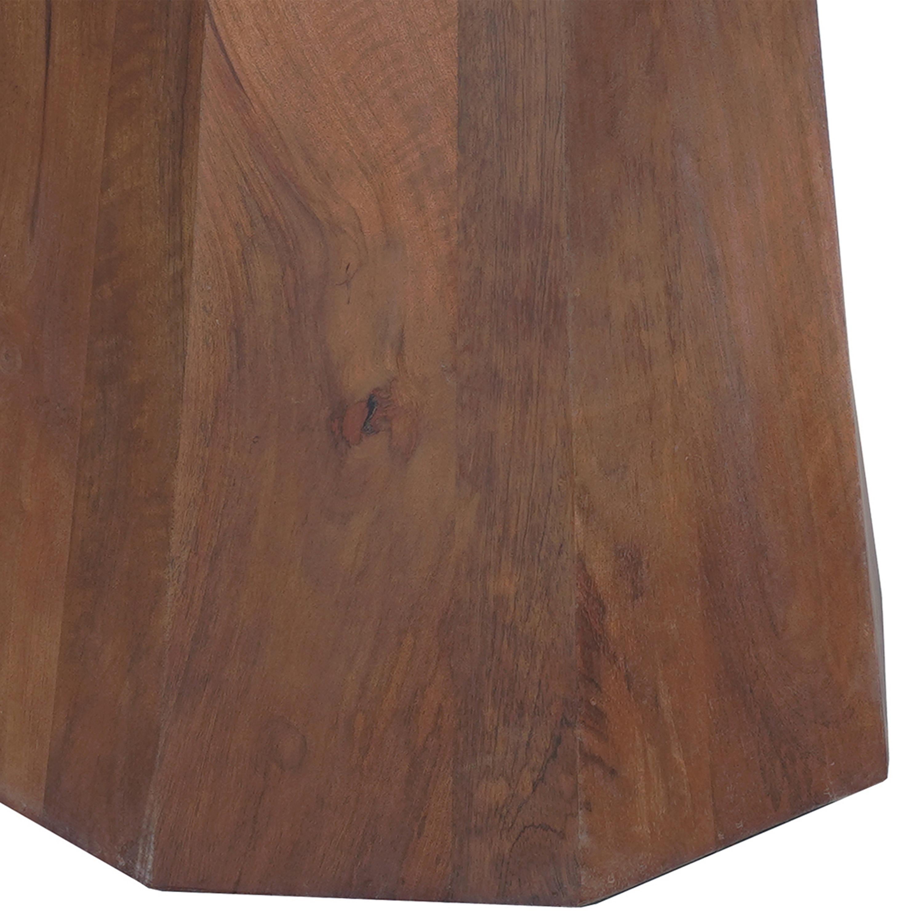 The Urban Port Koi Dining Table | 42" Round Top | Handmade Ambre Brown Mango Wood | Octagonal Pedestal Base