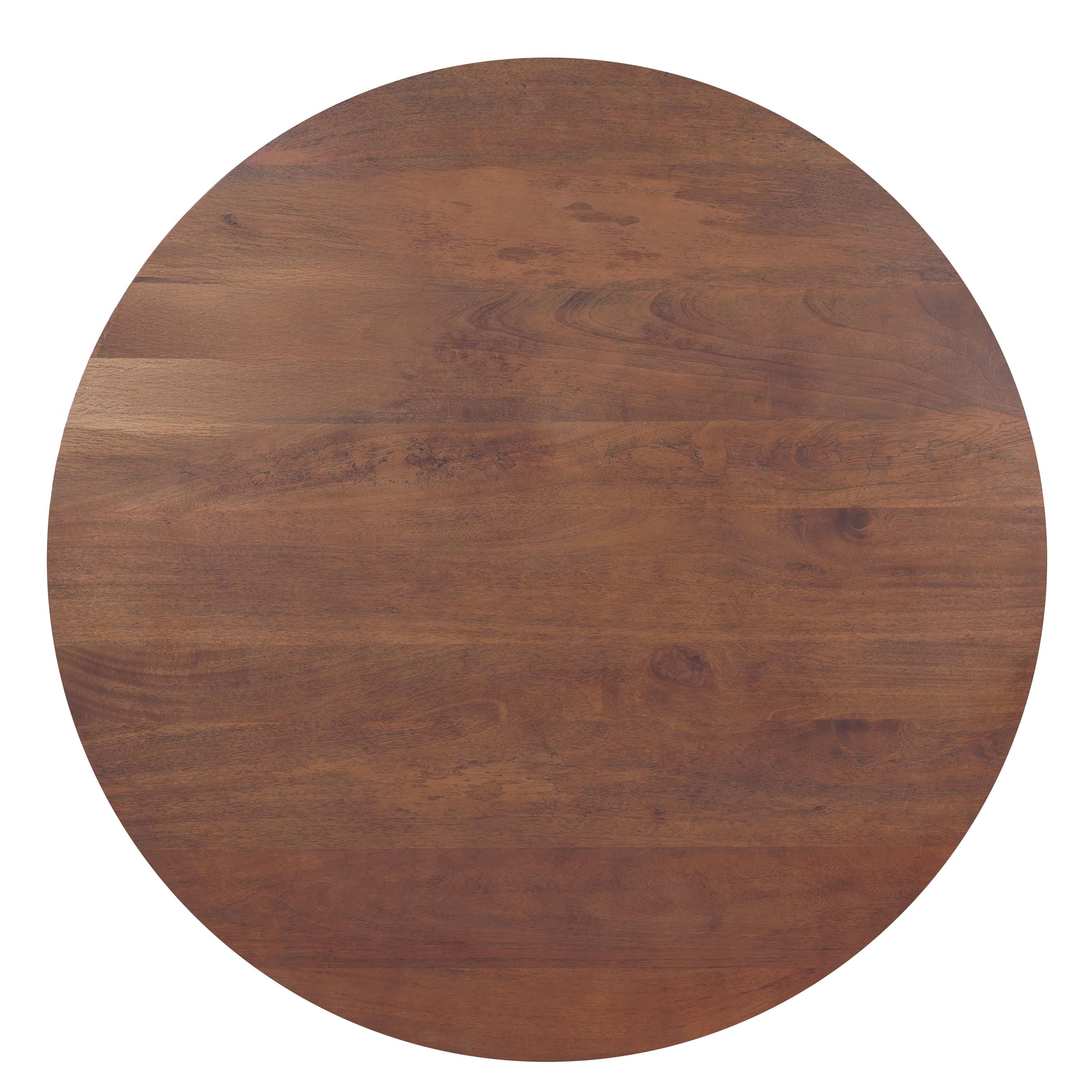 The Urban Port Koi Dining Table | 42" Round Top | Handmade Ambre Brown Mango Wood | Octagonal Pedestal Base