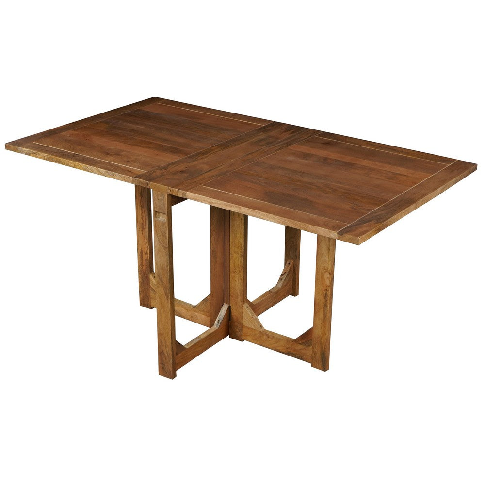 The Urban Port Hosa 7pc Rectangular Dining Table Set, Faux Leather Seats, Brown Mango Wood