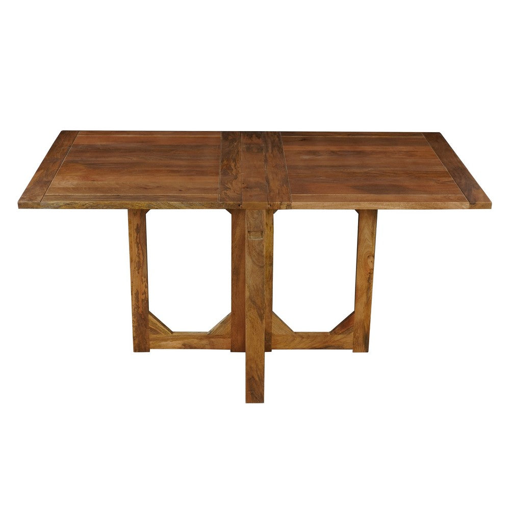 The Urban Port Hosa 7pc Rectangular Dining Table Set, Faux Leather Seats, Brown Mango Wood