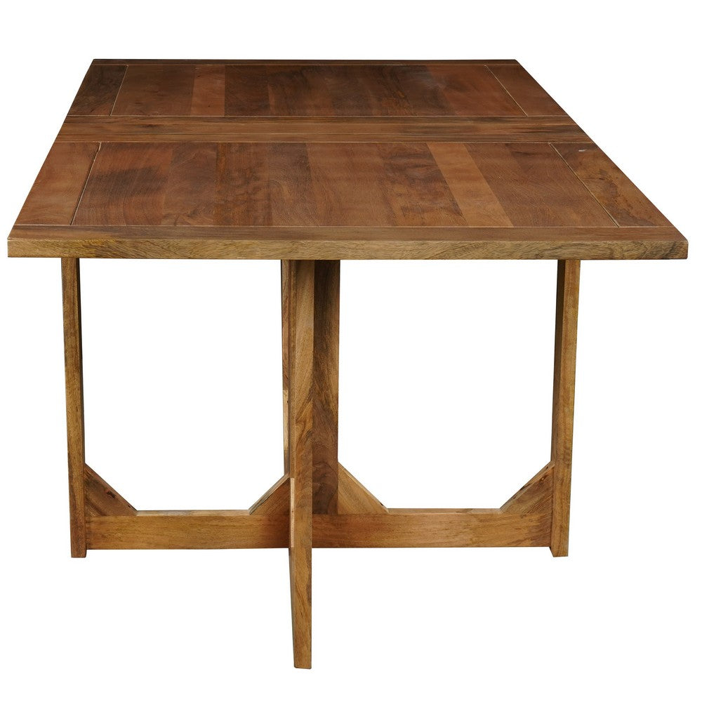 The Urban Port Hosa 7pc Rectangular Dining Table Set, Faux Leather Seats, Brown Mango Wood