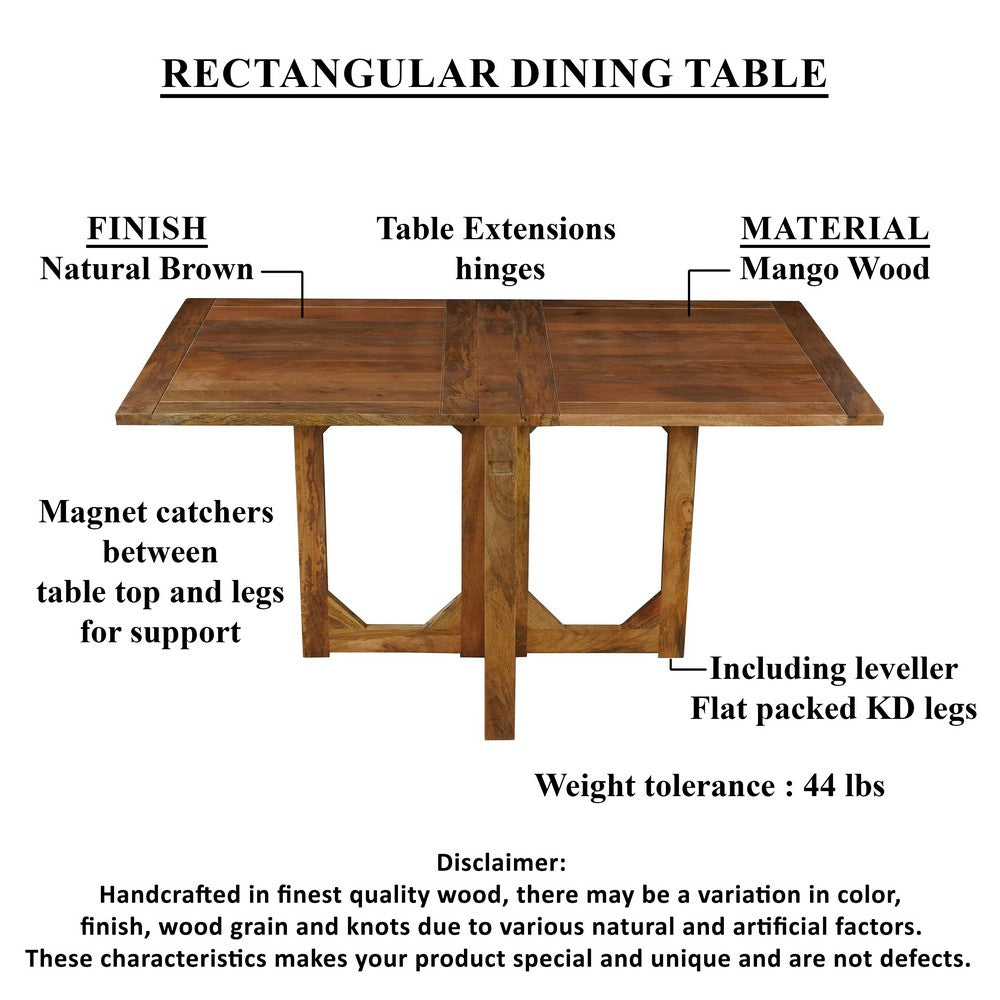 The Urban Port Hosa 7pc Rectangular Dining Table Set, Faux Leather Seats, Brown Mango Wood