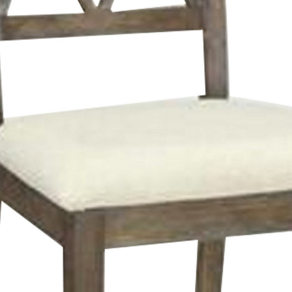 The Urban Port Jesa 5pc Round Dining Table Set, White Botticino Italian Marble, Walnut Brown