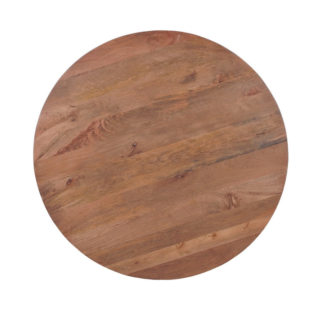 The Urban Port Kios 5pc Round Dining Table Set, Splayed Legs, Curved Back, Brown