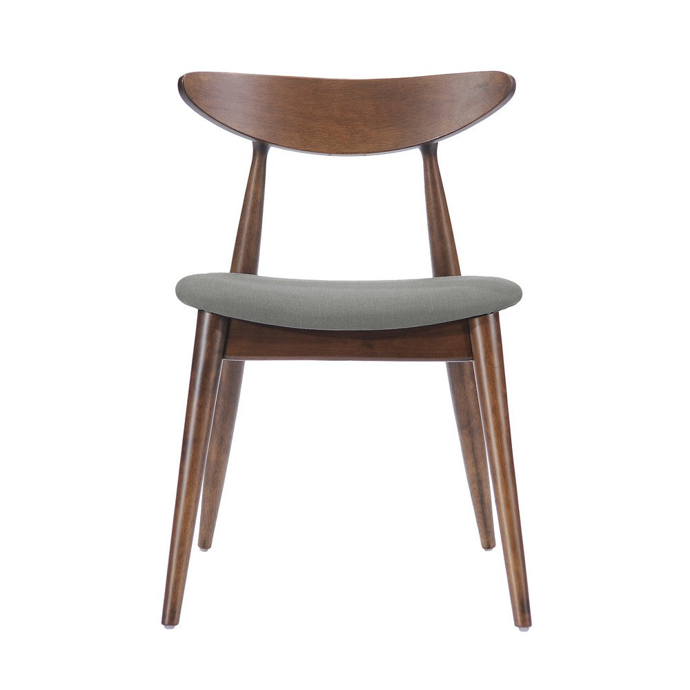 The Urban Port Kios 5pc Round Dining Table Set, Splayed Legs, Curved Back, Brown