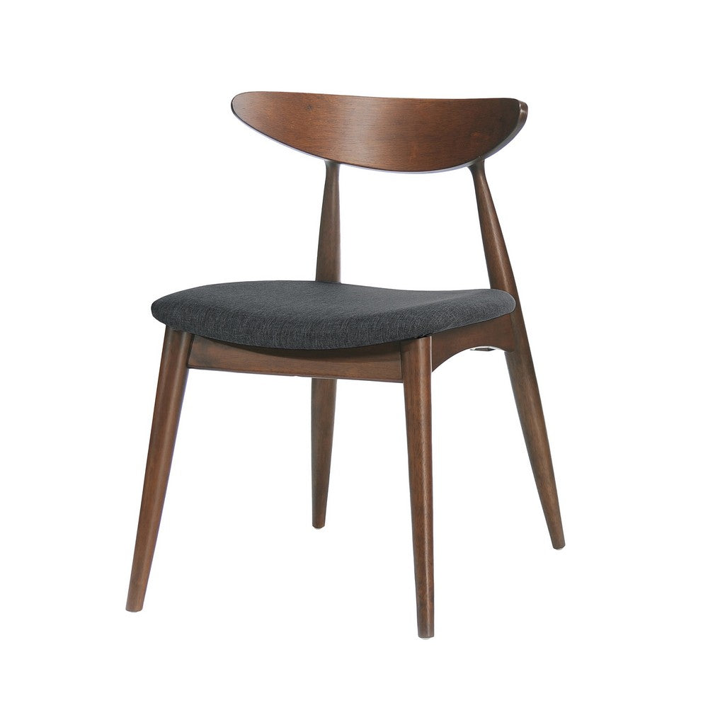 The Urban Port Kios 5pc Round Dining Table Set, Splayed Legs, Curved Back, Brown