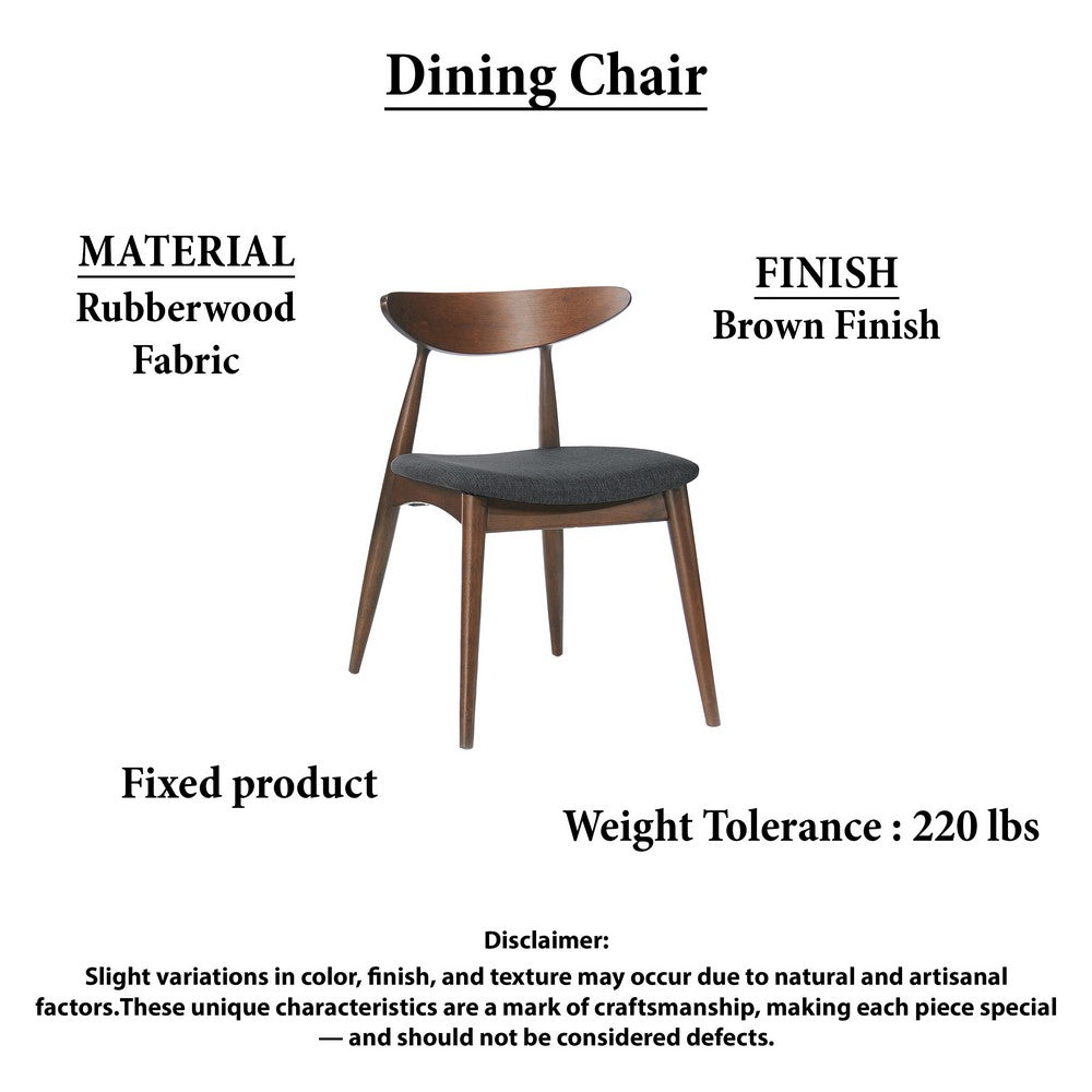 The Urban Port Kios 5pc Round Dining Table Set, Splayed Legs, Curved Back, Brown