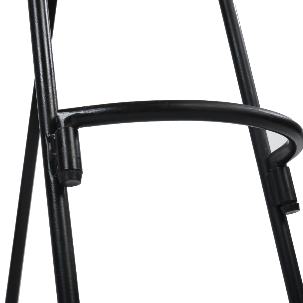 The Urban Port 30 Inch Handcrafted Backless Counter Height Barstool, Natural Brown Mango Wood Saddle Seat, Black Iron Base