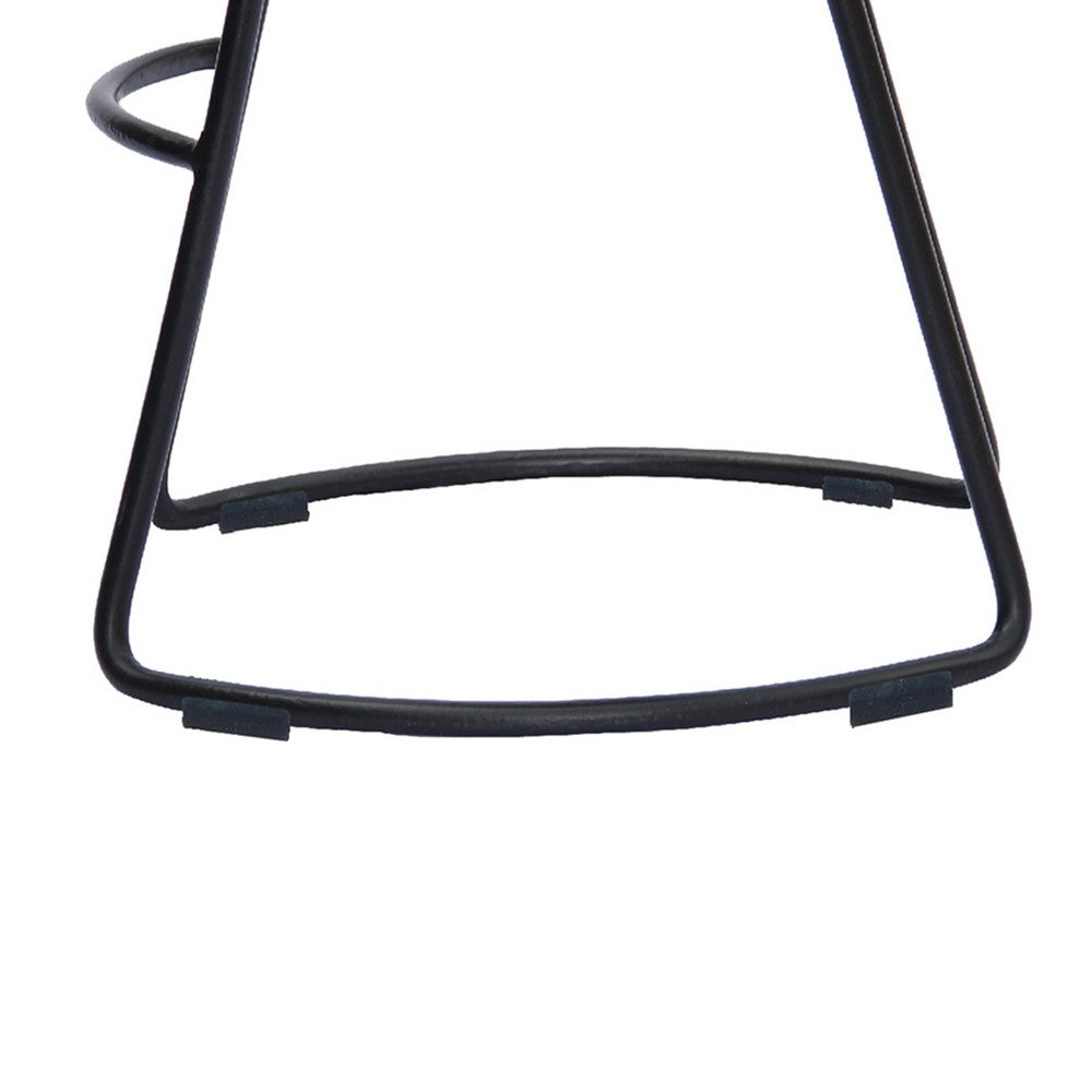 The Urban Port Ela 30 Inch Mango Wood Bar Stool, Saddle Seat, Iron Frame, Brown And Black