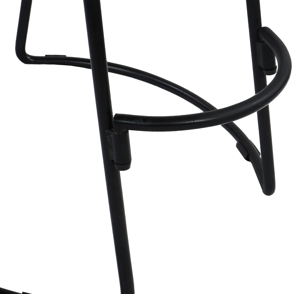 The Urban Port Ela 24 Inch Counter Height Stool, Mango Wood Saddle Seat, Iron Frame, Brown And Black