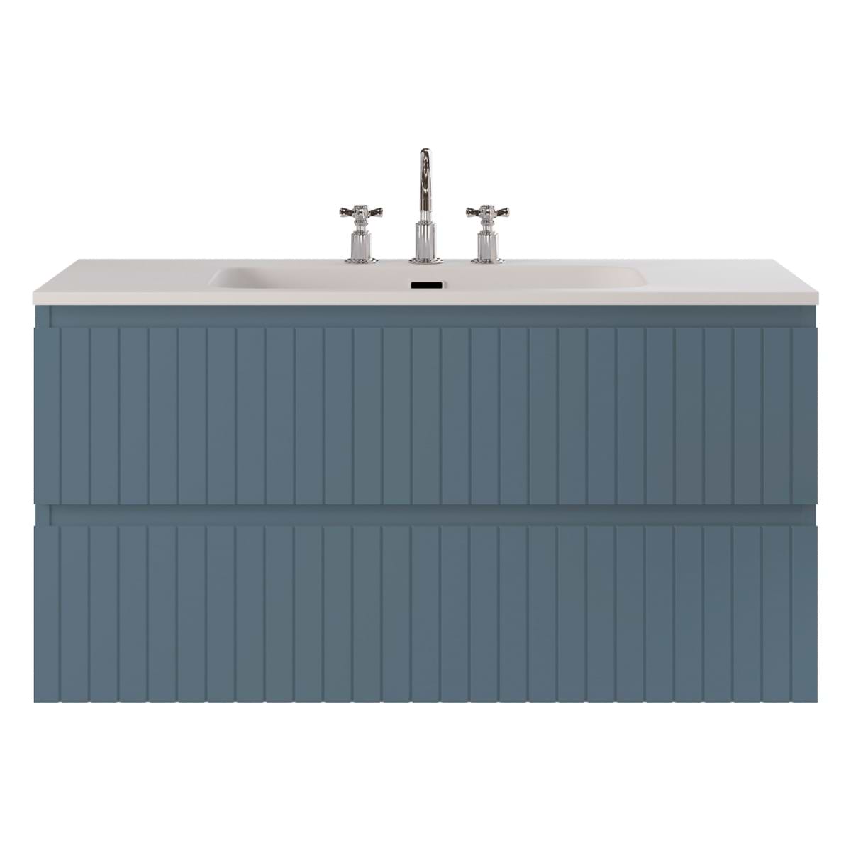 Soho Studio Adeline Denim 24" Single Vanity with Integrated Solid Surface Top Denim Blue
