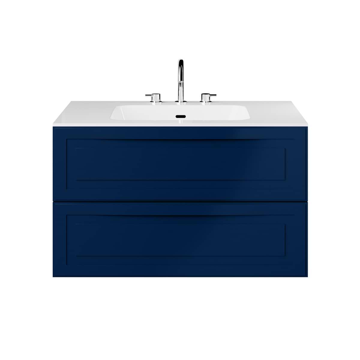 Soho Studio Alma Blue 36" Single Vanity with Integrated White Solid Surface Top Blue