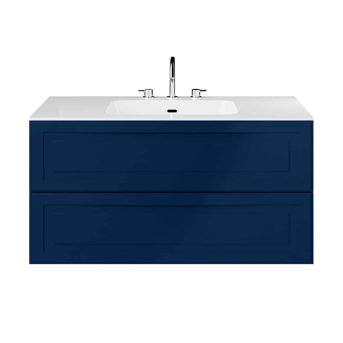Soho Studio Alma Blue 42" Single Vanity with Integrated White Solid Surface Top Blue