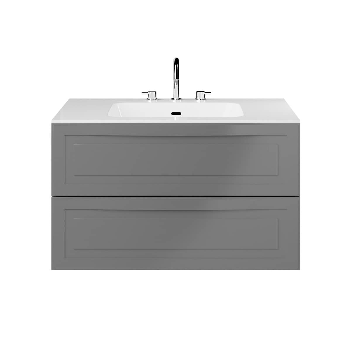 Soho Studio Alma Gray 36" Single Vanity with Integrated White Solid Surface Top Gray