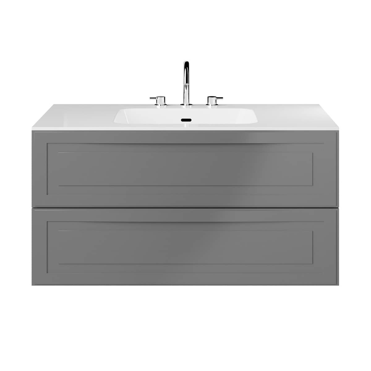 Soho Studio Alma Gray 42" Single Vanity with Integrated White Solid Surface Top Gray
